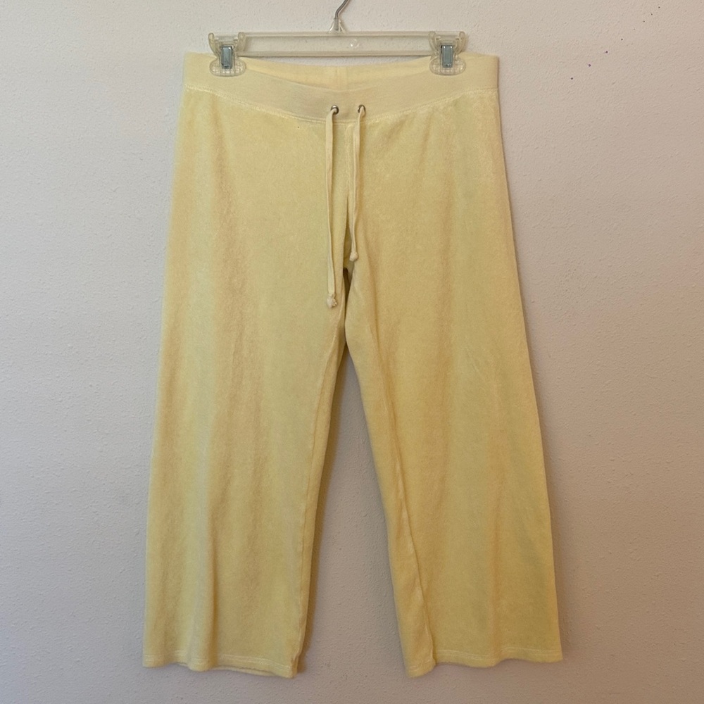 Juicy Couture Women Cropped Yellow Terry Lounge Pants SizeS